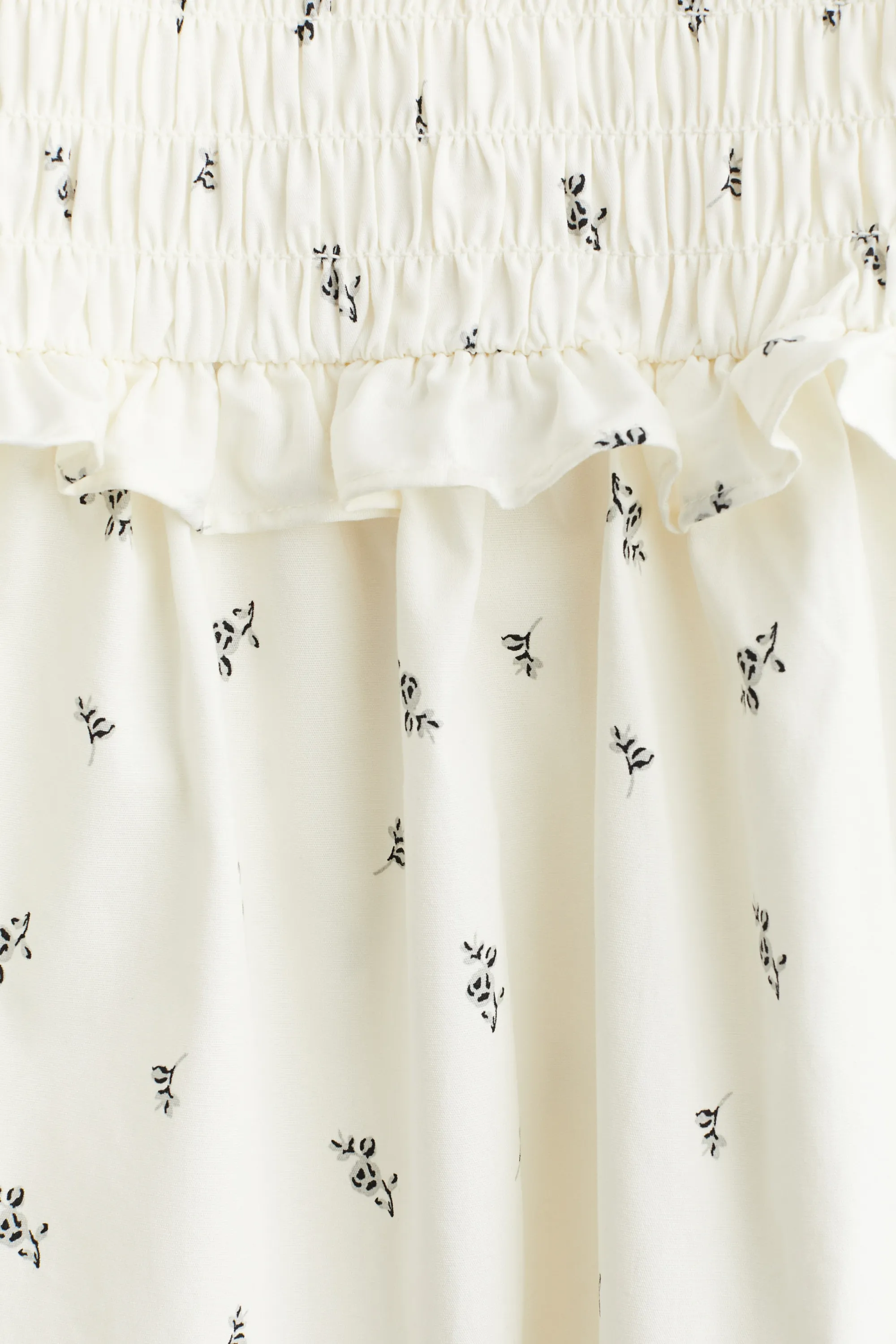 Robe en popeline avec manches volantées - Crème/fleuri