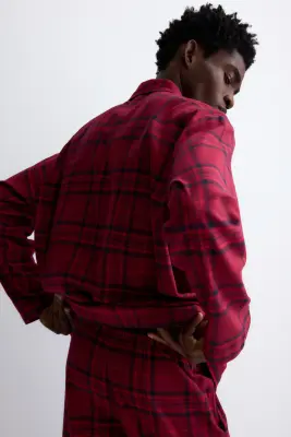 Chemise et pantalon de pyjama en flanelle - Rouge/carreaux — photo 4