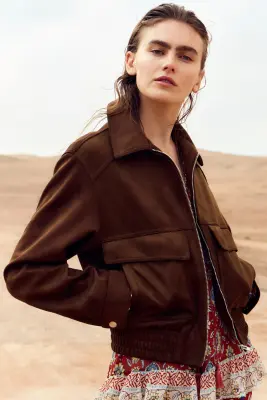 Veste en tissu enduit - Marron — photo 1