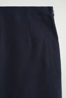 PANTALON LARGE EN LIN - BLEU MARINE — photo 5