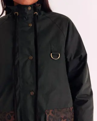 Veste Anaïs kaki et léopard fauve Barbour x Balzac Paris — photo 3