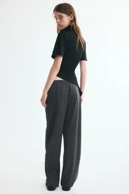 Pantalon barrel en jersey romanite - Gris foncé/rayures tennis — photo 3