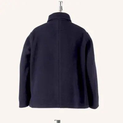 Manteau à col rond en laine - Navy — photo 4