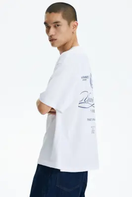 Relaxed Fit Printed T-shirt - Blanc/Umami Foods — photo 4
