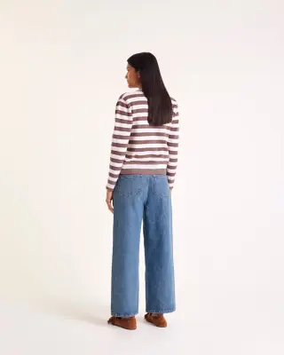 Cardigan Clarisse rayures gris, rose et cannelle — photo 4