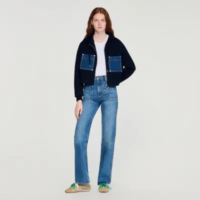 Sweatshirt en maille et denim