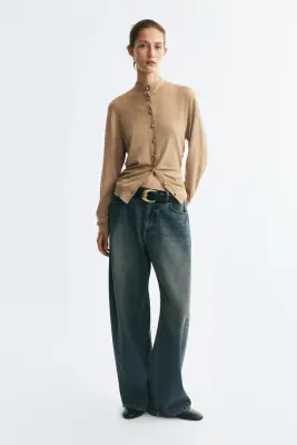 Gilet à col cheminée - Beige chiné — photo 1