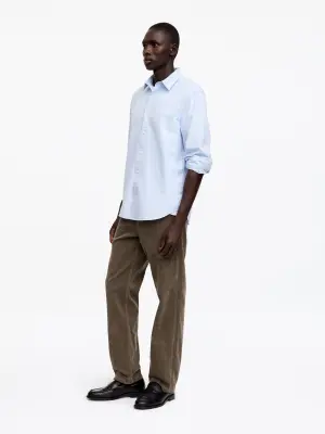 Pantalon ample en velours côtelé OCEAN - Taupe — photo 2