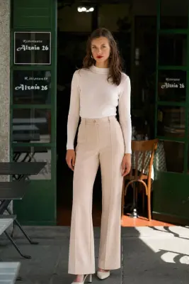 Nala Pants - Beige fishbone — photo 1
