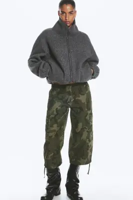 Veste en peluche à col cheminée - Gris foncé chiné — photo 2