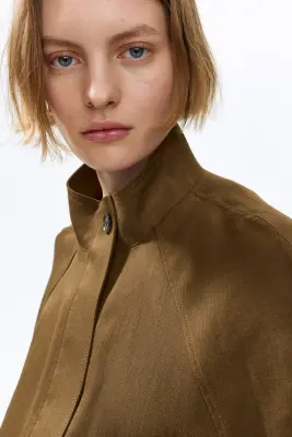 Veste oversize en lin mélangé - Beige foncé — photo 3