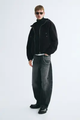 Veste workwear à capuche en coton - Noir — photo 2