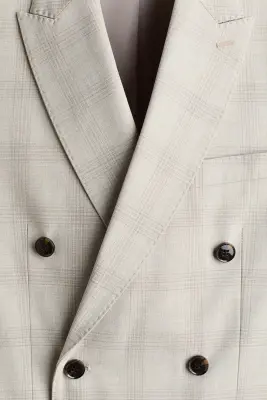 Veste Regular Fit à fermeture croisée - Beige/carreaux — photo 4