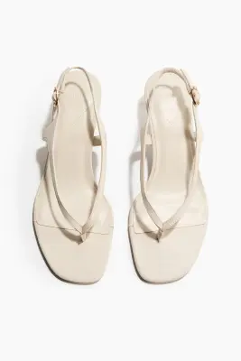 Sandales à talon kitten heel - Crème — photo 1