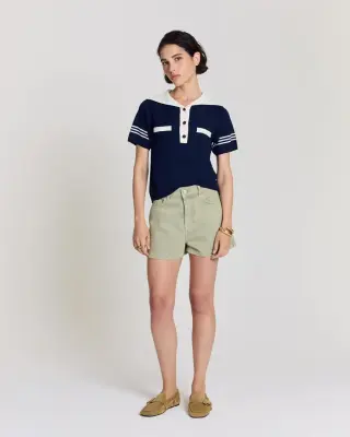 Polo Milan bleu marine et blanc — photo 2