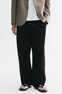 Pantalon jogger barrel Relaxed Fit en scuba - Noir — photo 2