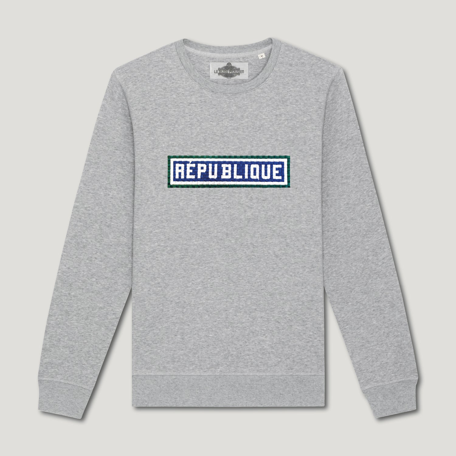 SWEAT SHIRT COTON BIO BRODÉ - RÉPUBLIQUE - GRIS