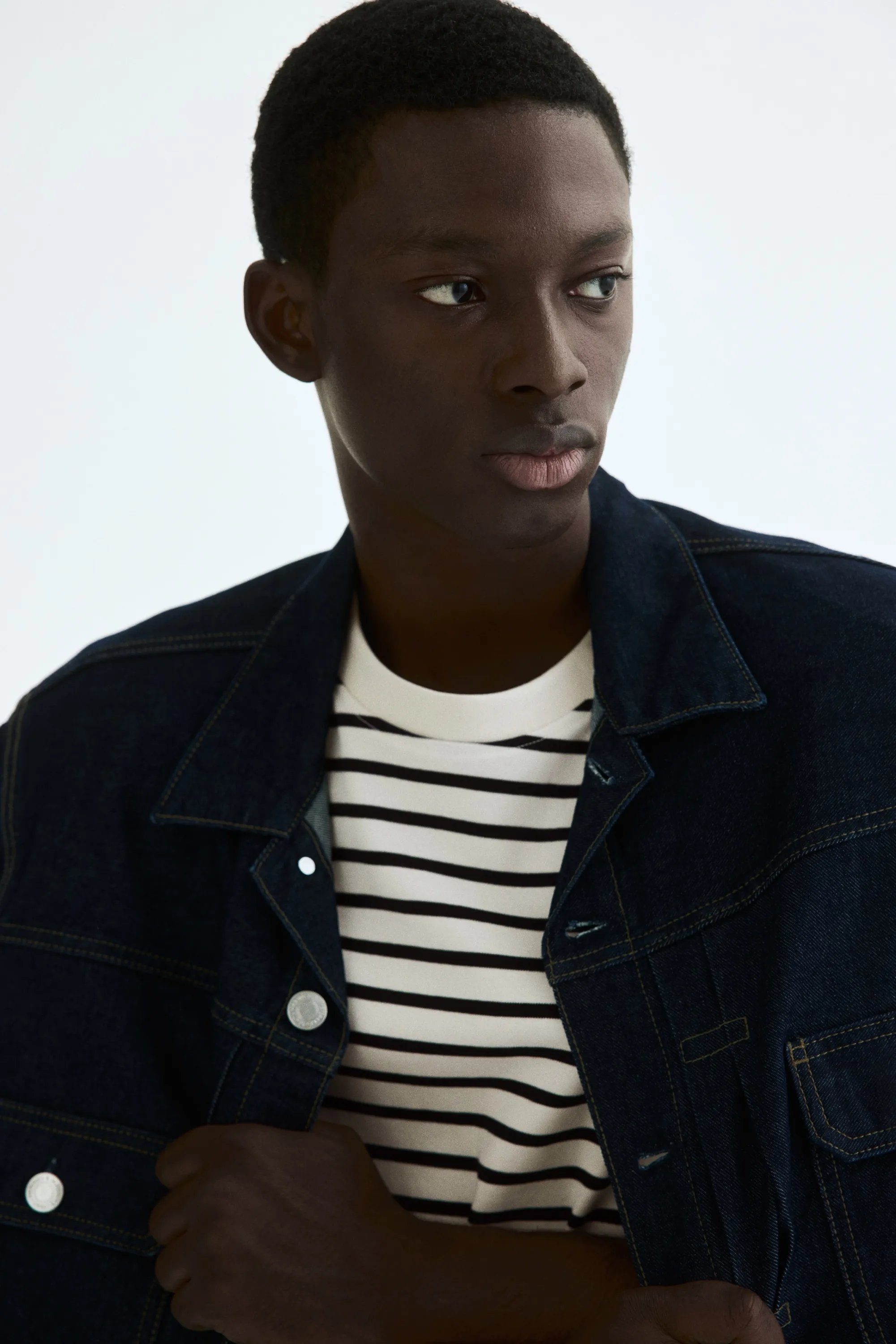 T-shirt en coton interlock Relaxed Fit - Crème/rayures noires