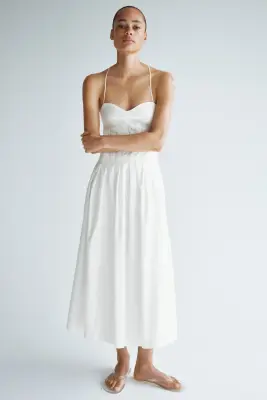 Robe en coton avec jupe évasée - Crème — photo 2