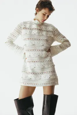 Minirobe façon crochet - Crème — photo 1