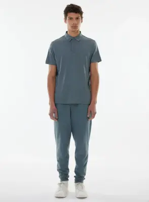 Polo Bleu Manches Courtes en Lyocell, Tencel et Coton — photo 2