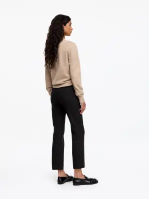 Pantalon évasé raccourci en lin et coton - Noir — photo 2