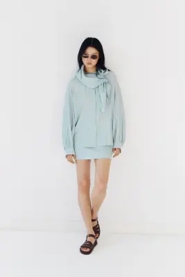 Chemise avec foulard - Turquoise ancien clair — photo 1