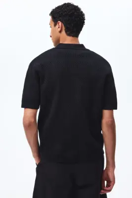 Chemise Regular Fit en maille - Noir — photo 3