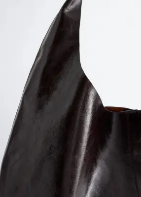Grand sac cabas en cuir - Marron foncé — photo 2