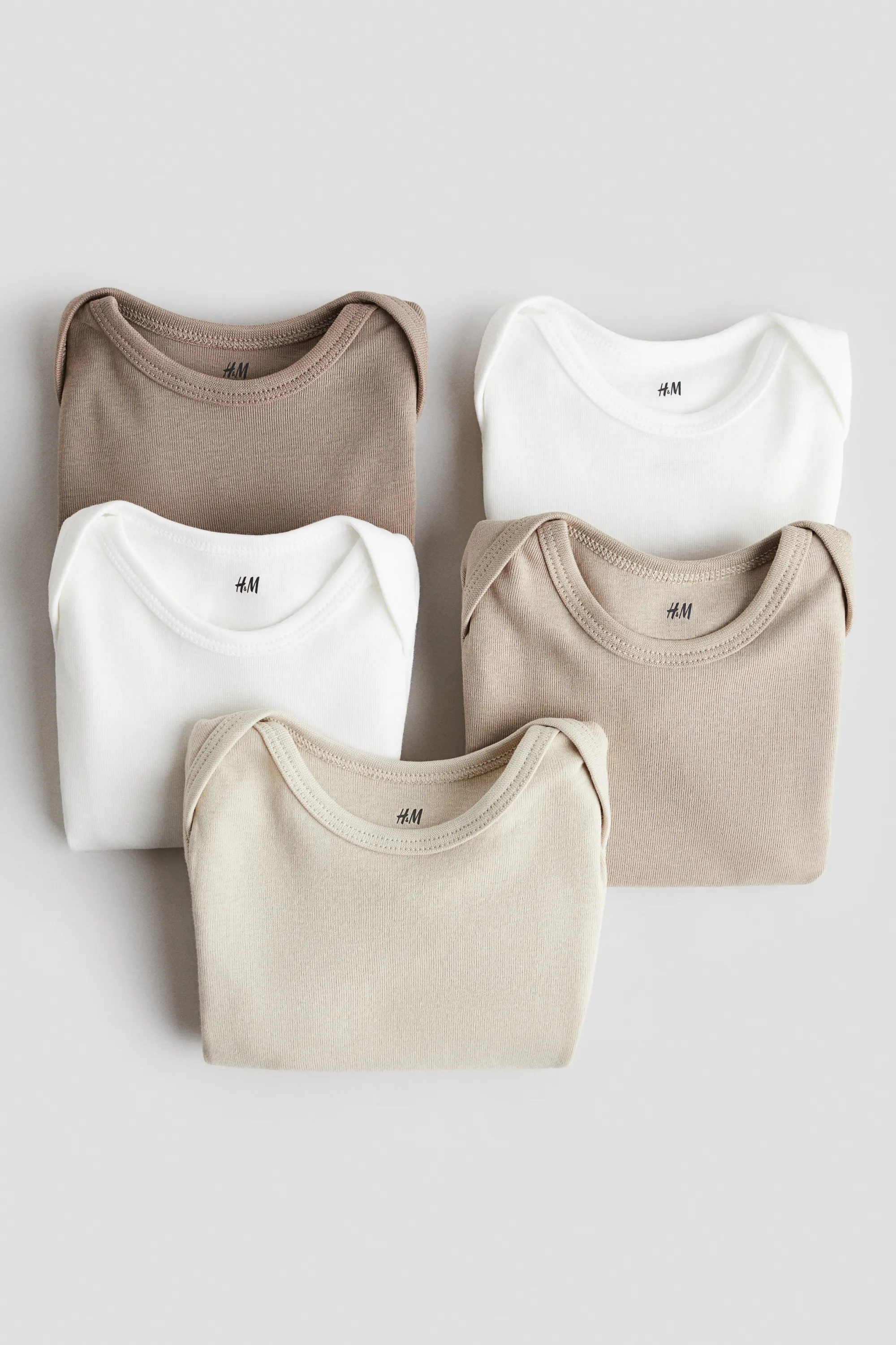 Lot de 5 bodies en coton - Beige foncé/beige clair