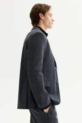 Veste Slim Fit - Gris foncé/carreaux — photo 3