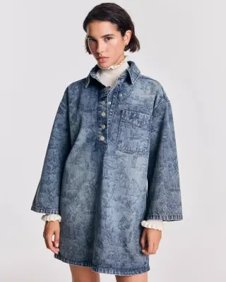 Robe Liva imprimé Toile de jeu bleu vintage — photo 1