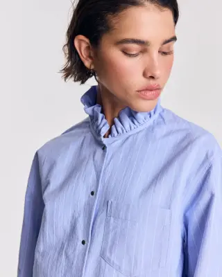 Chemise Louison rayures bleu lavande et blanc — photo 4