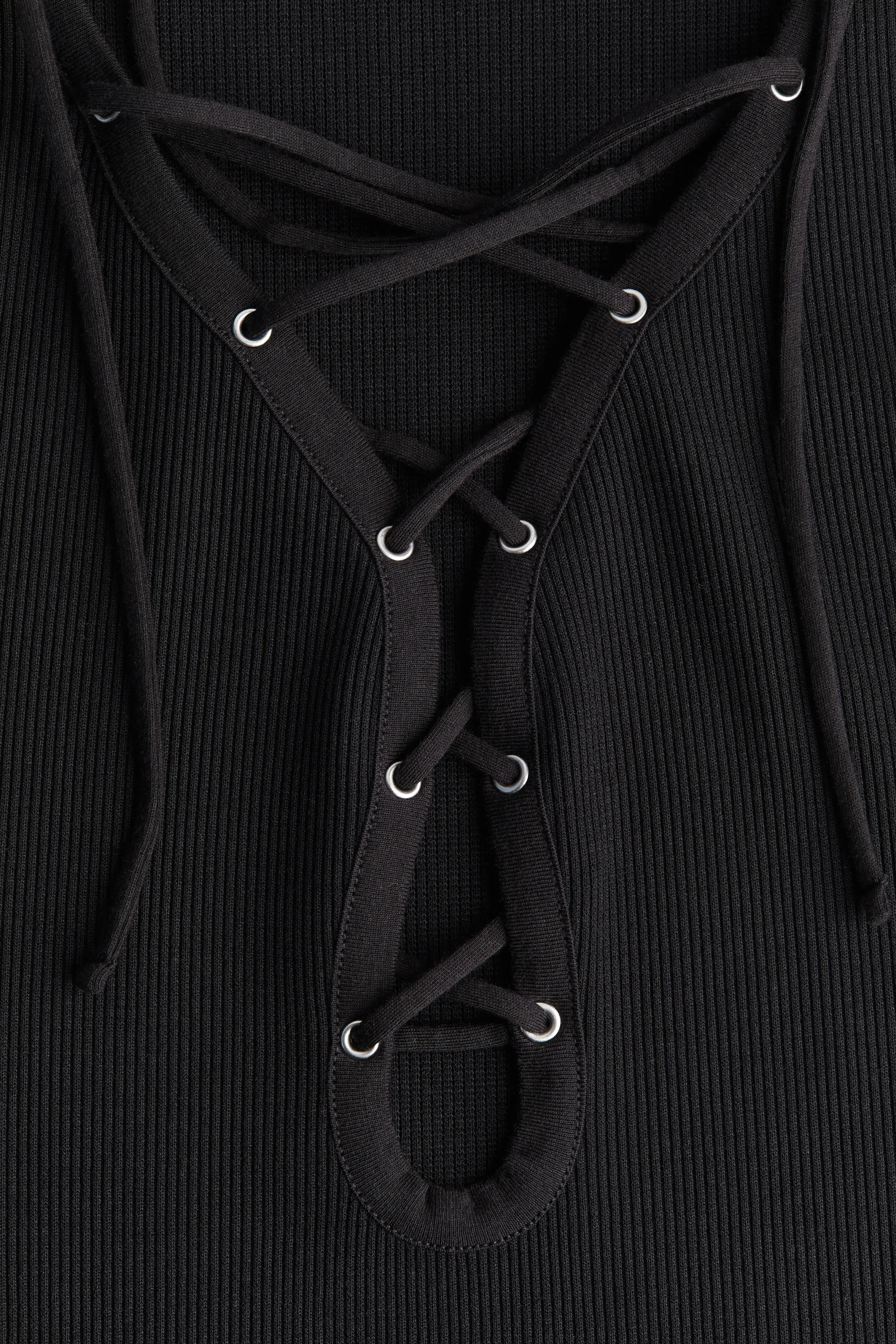 Robe côtelée avec laçage - Noir