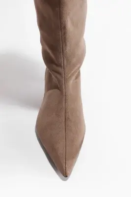 Bottes à talon kitten heel - Beige — photo 2