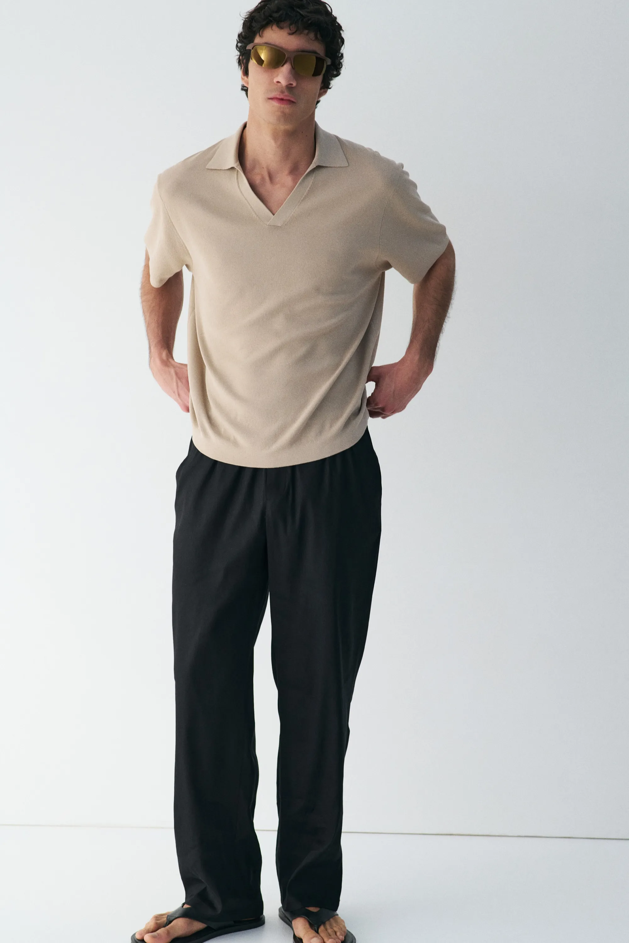 Polo en maille Cooling Regular Fit - Beige clair