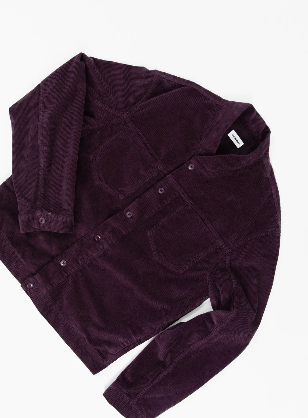 False Collar Jacket in Eggplant Corduroy