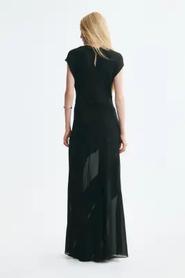 Robe maxi bi-matière - Noir — photo 2