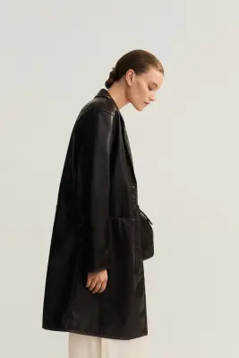 Manteau en tissu enduit - Marron foncé — photo 4