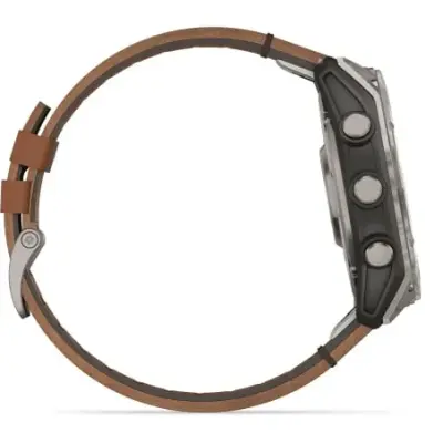 Garmin Fenix 8 Amoled 51mm Verre Sapphire lunette titane bracelet cuir marron + silicone noir 010-02905-40 — photo 5