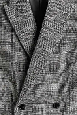 Veste Relaxed Fit à fermeture croisée - Gris/carreaux — photo 4