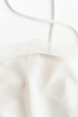 Top à bretelles fines avec dentelle - Blanc — photo 4