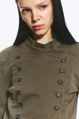 Veste croisée - Vert kaki foncé — photo 1