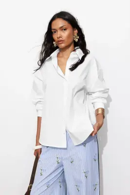 Chemise oversize unie Femme — photo 2