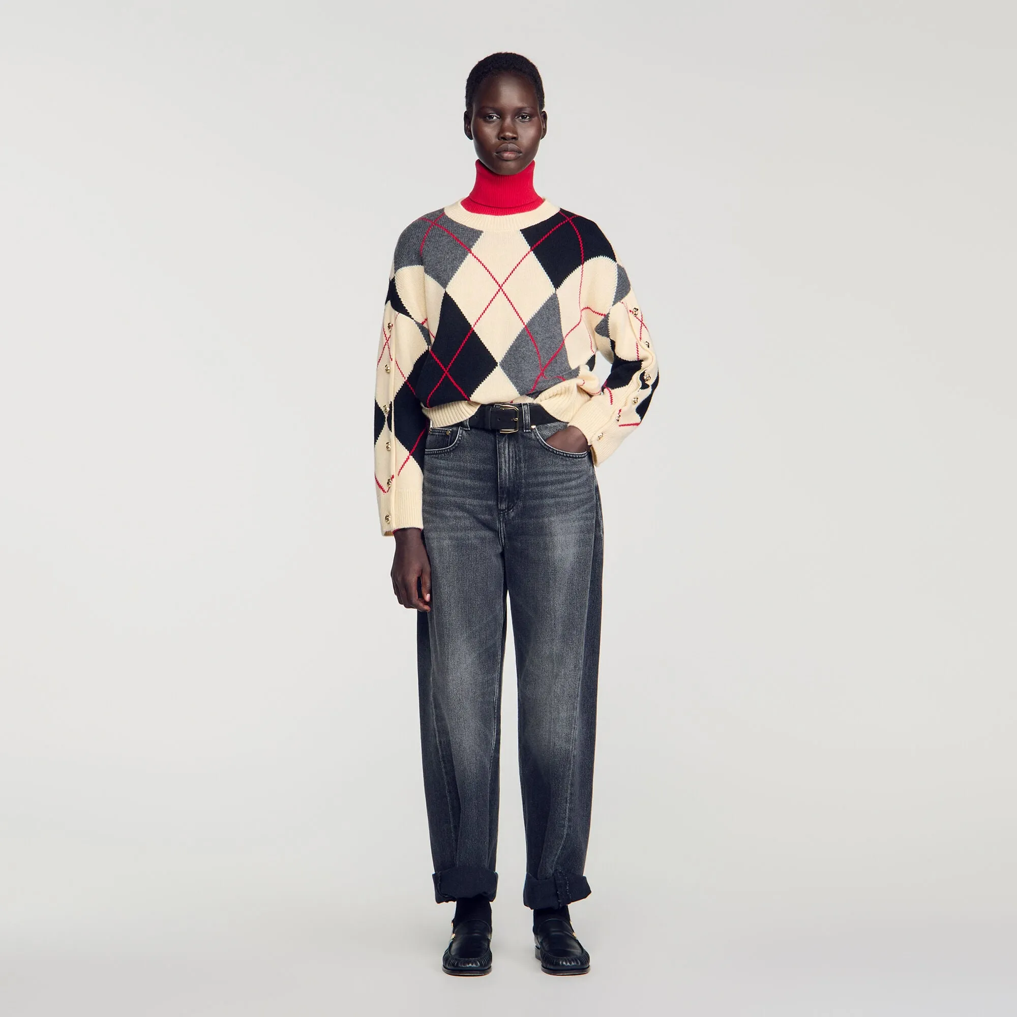 Pull motif argyle en laine