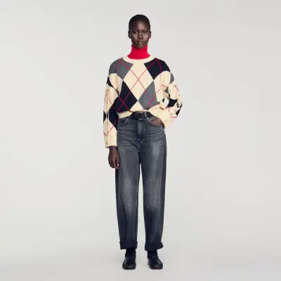 Pull motif argyle en laine