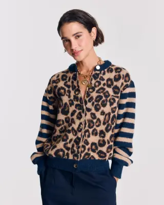 Cardigan Idole bleu et léopard — photo 2