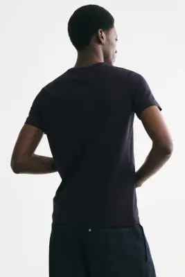 T-shirt Slim Fit - Bleu marine — photo 3