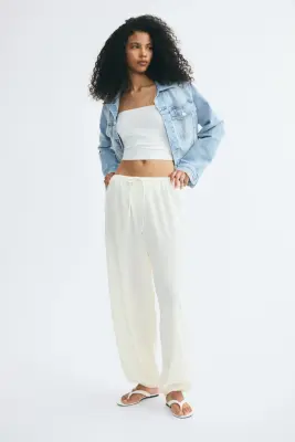 Pantalon ballon avec dentelle - Crème — photo 1