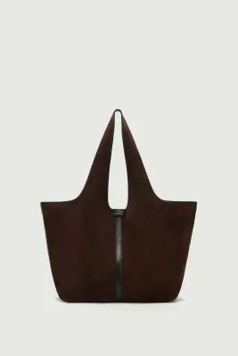 CABAS DOUCE MARRON FONCÉ CROÛTE DE CUIR — photo 1